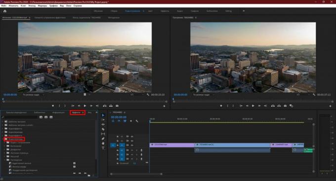Adobe Premiere Pro: cliquez sur Transitions vidéo