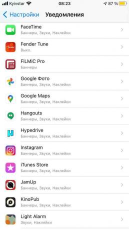 Les notifications Instagram ne sont pas reçues sur un smartphone iOS: recherchez l'application dans les paramètres